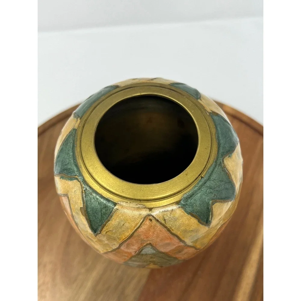 Vintage Zig Zag Chevron Patterned Ceramic Vase‎ Decorative Home Decor Accent
